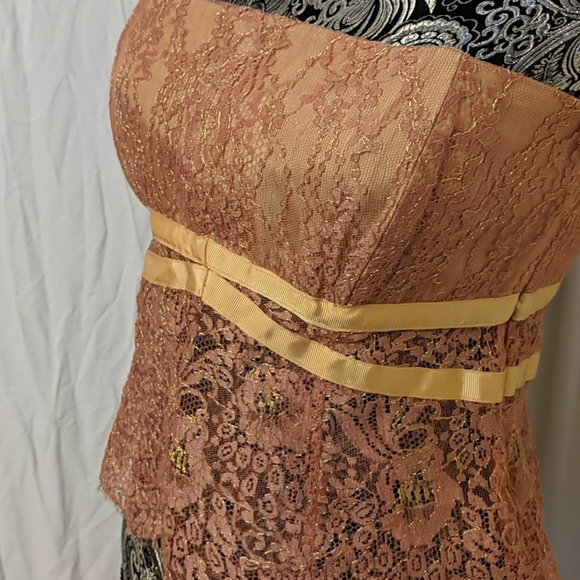 Bebe vintage pink and gold lace top - Picture 2 of 11